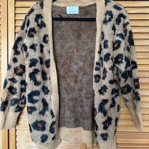Zara Women's Leopard Print Cardigan - Tan and Black